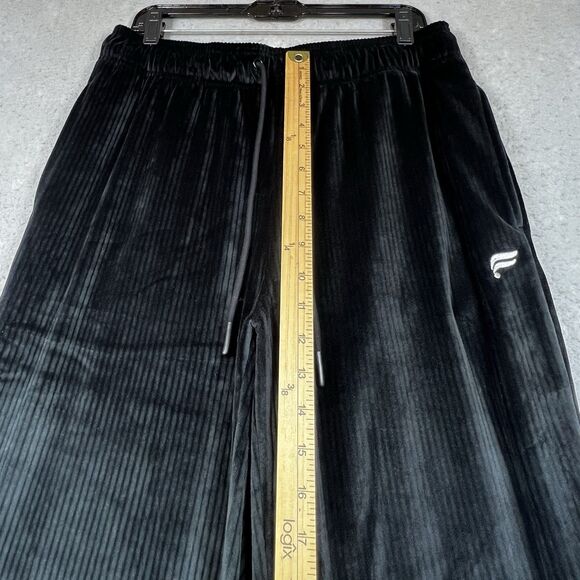 Fabletics Plush Rib Cropped Sweatshirt Wide Leg Pants Matching Set Size ML Black - Picture 16 of 16